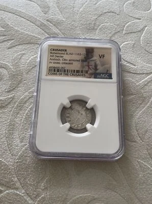 Crusader Bohemond 3rd 1163-1201 Vf Ar Denier Antioch NGC muy fino Foto 1 de 4
