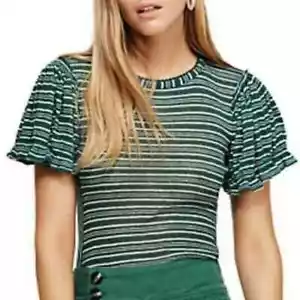 Free People Take One For The Team T-Shirt grün gestreift Größe Small NEU - Bild 1 von 11