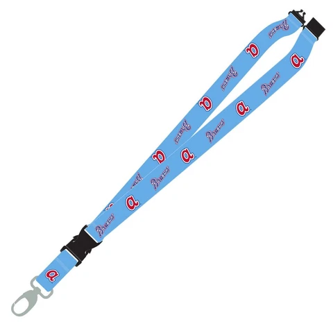 MLB Atlanta Braves Retro Lanyard Light Blue, Detachable Clip, Swivel Clasp Hook Cover