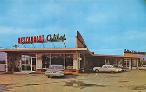 Cartolina Victoriaville Quebec Canada Esso stazione di servizio ristorante Calibrl Motel - Foto 1 di 2