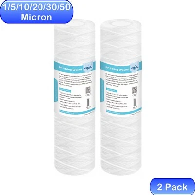 Universal 10" x 2.5" Whole House String Wound Sediment Water Filter Replacement - Image 1 of 4