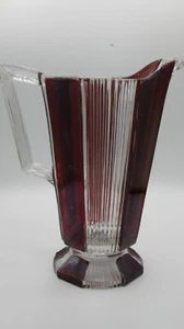 Pleating Ruby Stained Glass Water Pitcher !!! - Picture 1 of 6