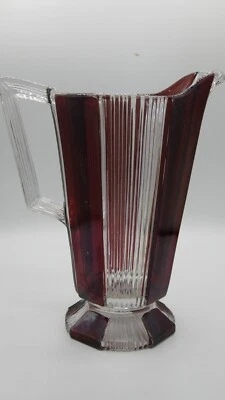 Pleating Ruby Stained Glass Water Pitcher !!! - Image 1 of 4