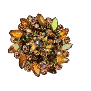 Unusual Vintage Rhinestone and Foil Type Glass Chacha Brooch (A4732) - Picture 1 of 4