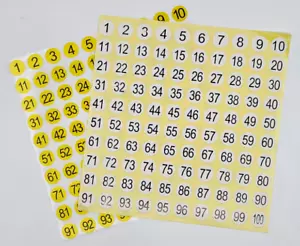 1-100 Consecutive Number Labels Stickers Self-Adhesive round dot 2 colors paper - Picture 1 of 3