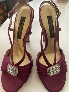 Nina New York Damen Glitzer Riemchen Slingback Heels 7M Magenta Leder Hochzeit - Bild 1 von 9