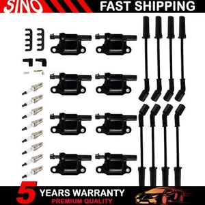 8 Pack Square Ignition Coil & Spark Plug Wire For Chevy GMC 4.8L 5.3L 6.0L UF413 - Picture 1 of 14