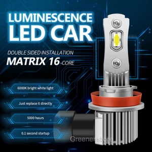 2x H8 H9 H11 55W 6000K LED Effect Super White Headlight Headlamp Bulbs Pair 12V - Picture 1 of 9