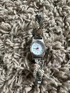 Black Hills Gold Quartz Ladies Watch Leaf Grape Design Sterling 12k Inoperable - Picture 1 of 4