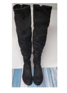 A NEW DAY Black Over The Knee PullOn Half Zip Boots Size 6M New No Box - Picture 1 of 10