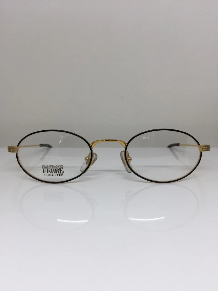 New Vintage GIANFRANCO FERRE GFF 355 Eyeglasses M. 355 C. 8ST Black & Gold Italy - Image 1 of 4
