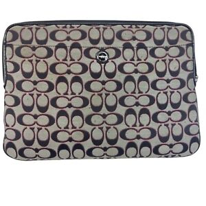 Coach Laptop & Accessories Case Gray, Black, And Pink Signature Print Zip Pouch