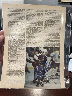 Borje Salming Maple Leafs Vintage Signed Magazine  Page Photo Signed - Image 1 of 2