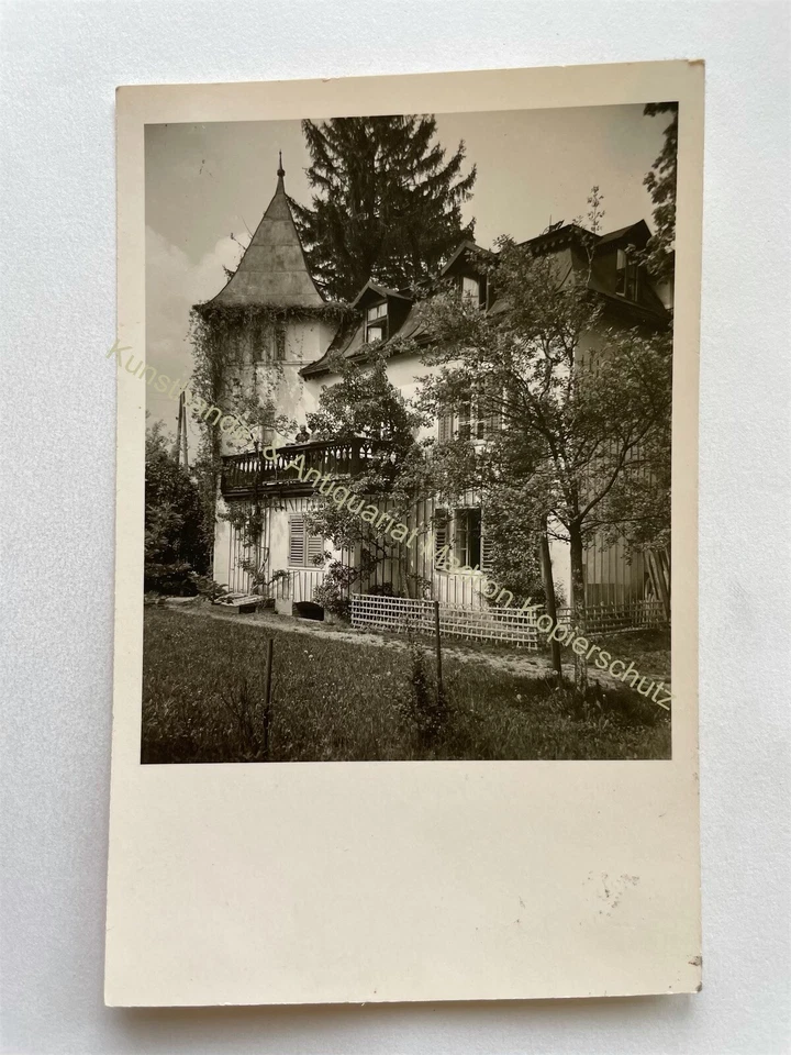 orig. Foto AK Bergen Oberbayern Traunstein um 1930 Wohnhaus Turm Villa  - Bild 1 von 2