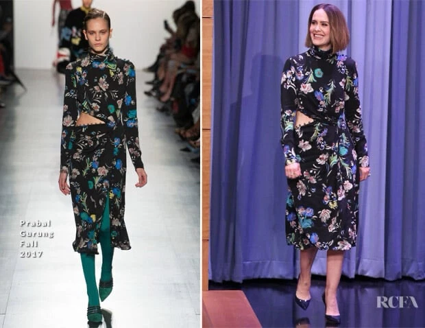 Vestido Prabal Gurung FW 2017 estampado floral recortado cuello alto línea A talla 2 Foto 1 de 4