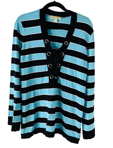 Maglione maglia maglione leggero stringato blocco colore grande donna Michael Kors