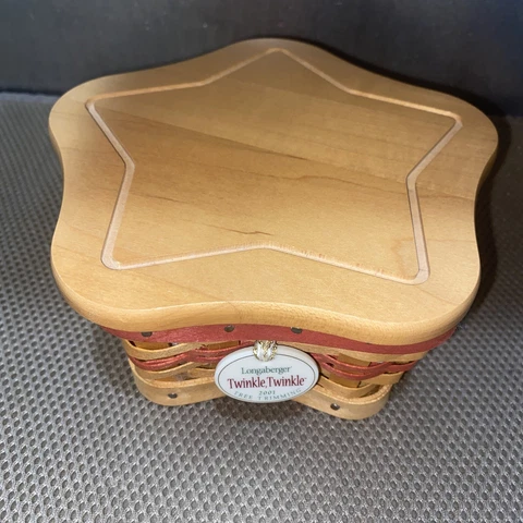 Longaberger Tree Trimming Collection 2001 Basket Red with Wood Lid Cover