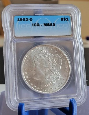 1902-O Morgan Silver Dollar $1 - ICG MS 63, New Orleans Mint - Image 1 of 2