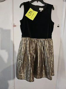 Vestido de Navidad The Children's Place Terciopelo Negro Con Dorado Nuevo sin Etiquetas Niñas Talla 16 - Imagen 1 de 12