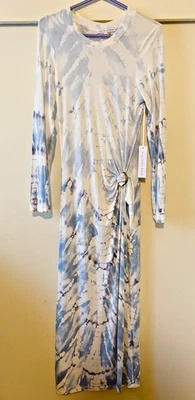 YOUNG FABULOUS & BROKE $190 beachy Stretch Tie Dye Maxi Dress Size MEDIUM blues - Image 1 of 4