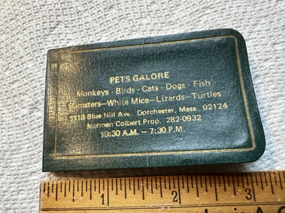 Vintage Mini Address Book Pets Galore Mattapan Dorchester Faux Green Leather - Image 1 of 4