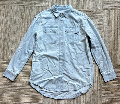 Madewell Alexa Chung Light Blue Oversized Long Sleeve Button Denim Shirt XS - Image 1 of 3