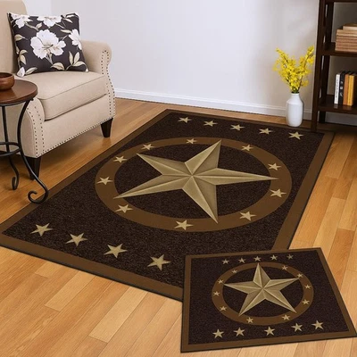 Alfombra de vaquero Texas Star alfombra de sala de juegos para niños rústica occidental multicolor 3'3"x5' Foto 1 de 4