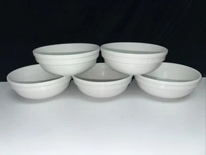 SET OF 5--Crate & Barrel Culinary Arts 5 1/4" Stacking Double Rim White Bowls - Picture 1 of 9
