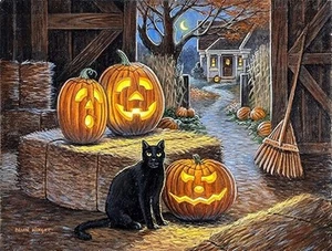 Rompecabezas de Halloween Cat O Lantern 500 piezas por SunsOut ecológico - Imagen 1 de 3