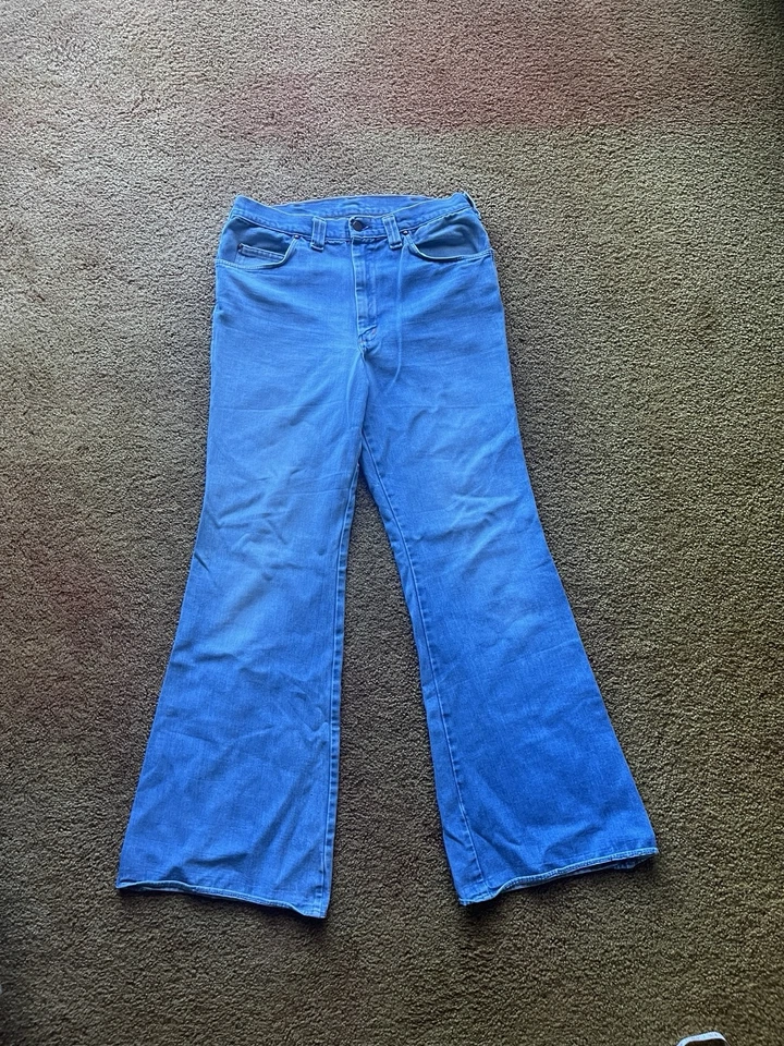 Vintage 70s Bell Bottom Flare Denim Jeans 32X31 Unbranded - Image 1 of 4