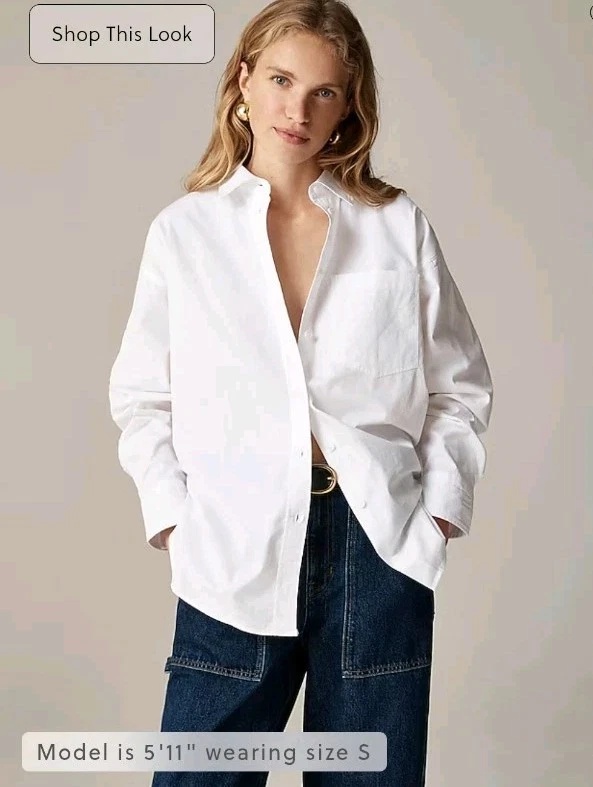 J.Crew Étienne Maura Oversized Fit Shirt WMNS L White BY733 Button Up Relaxed LS