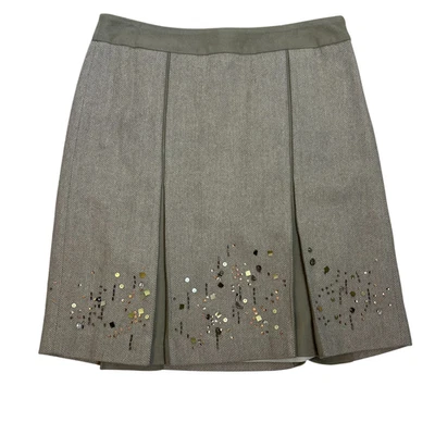 NUEVA Falda Plisada Mezcla Lana Cuentas Lentejuelas 10P Academia Preppy Oficina Precio de venta sugerido por el fabricante 69 USD Foto 1 de 4