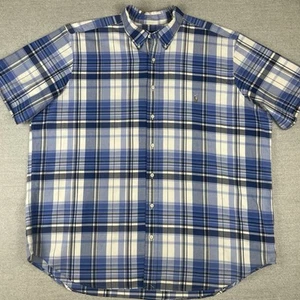 Ralph Lauren 2XB Shirt Men's Button Down Short Sleeve Blue White Plaid Preppy - Picture 1 of 12