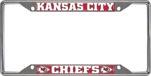 Kansas City Chiefs Metal License Plate Frame Chrome Tag Cover 6x12 Inch - Picture 1 of 4