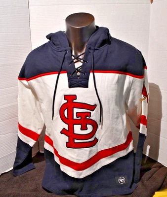 St. Louis STL Cardinals Gray/Navy Men's Med Brand 47 pullover Hoodie NWT - Image 1 of 4