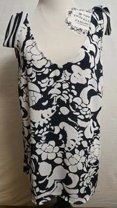Cabi Shoulder Tie Top Style 5731 in Bubble Flower Navy and White Colorway Size L - Picture 1 of 7