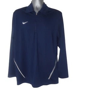 Nike Dri-Fit Mens Navy Blue Quarter-Zip Pullover Shirt S Athletic Long Sleeve - Picture 1 of 6