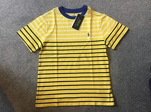 Polo Ralph Lauren T-Shirt C/Neck gestreift gelb in Kinder Größe S BRANDNEU - Bild 1 von 7