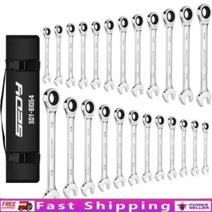 24 Pc Ratchet Wrench Set Metric SAE Chrome Vanadium 72 Tooth Mechanic Tool Kit - Picture 1 of 9