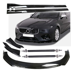 Glossy Black For Volvo VST S90 V90 Front Bumper Lip Body Kit Spoiler Splitter