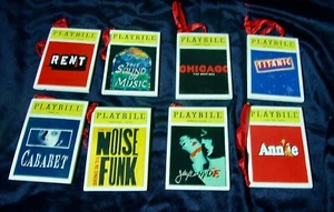 1999 Playbill Holiday Ornaments Broadway Cares Classic Collection Set of 8 - Picture 1 of 2