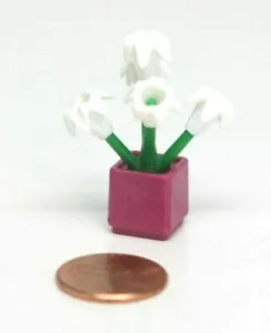 Playmobil Miniature Dollhouse Square Magenta Dark Pink Planter Pot Lilies Flower - Picture 1 of 1