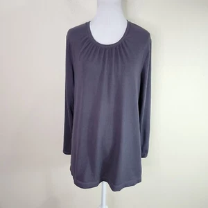 Stan Herman Brushed Sweater Knit Lounge Top Shirt Size Petite Medium PM Gray - Picture 1 of 4