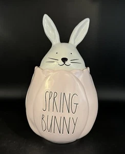 RAE DUNN Artisan Coll. Magenta SPRING BUNNY Easter Rabbit Tulip Canister 10" - Picture 1 of 10