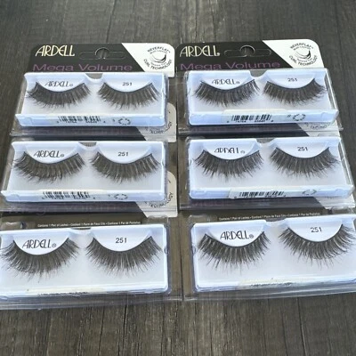 Lot Of 6 Ardell Mega Volume EyeLashes #251 Black Brand New In Box - Image 1 of 2