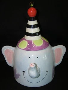 WITH LOVE JOANNE DELOMBA HOME ETC ELEPHANT COOKIE CANISTER JAR CERAMIC 12.5" - Picture 1 of 5