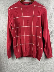 Haggar Cable Knit Sweater Men’s Medium Crew Pullover Christmas LS Red / White - Picture 1 of 14