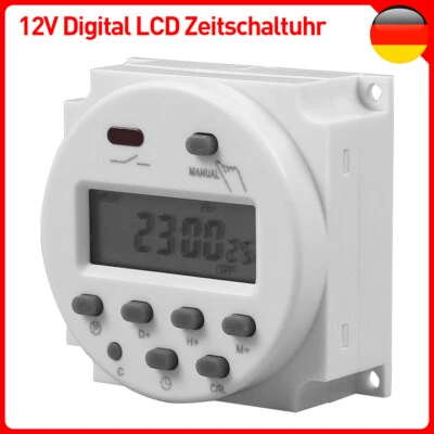 Digital LCD Zeitschaltuhr programmierbar Timer Zeit Relais AC/DC 12V 16A DHL - Bild 1 von 4