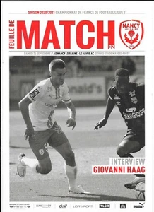 Feuille de match N°02 ASNL  Nancy - Le Havre AC (2020-2021) - Picture 1 of 1