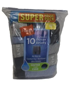 Hanes 10-Pack Boys Cotton Boxer Briefs Assorted Colors Tagless Size Medium 10-12 - Picture 1 of 7
